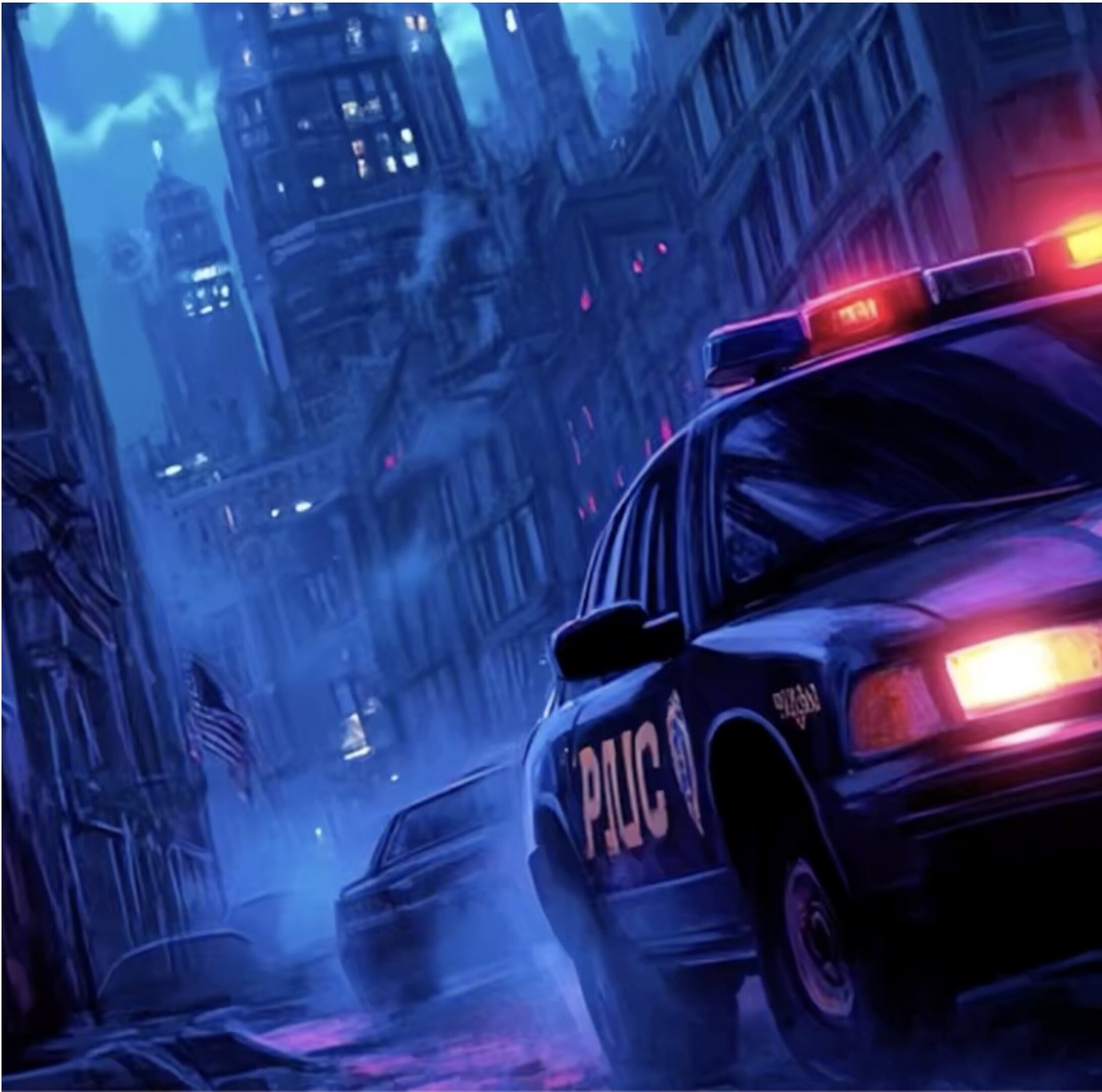 Flashing police car